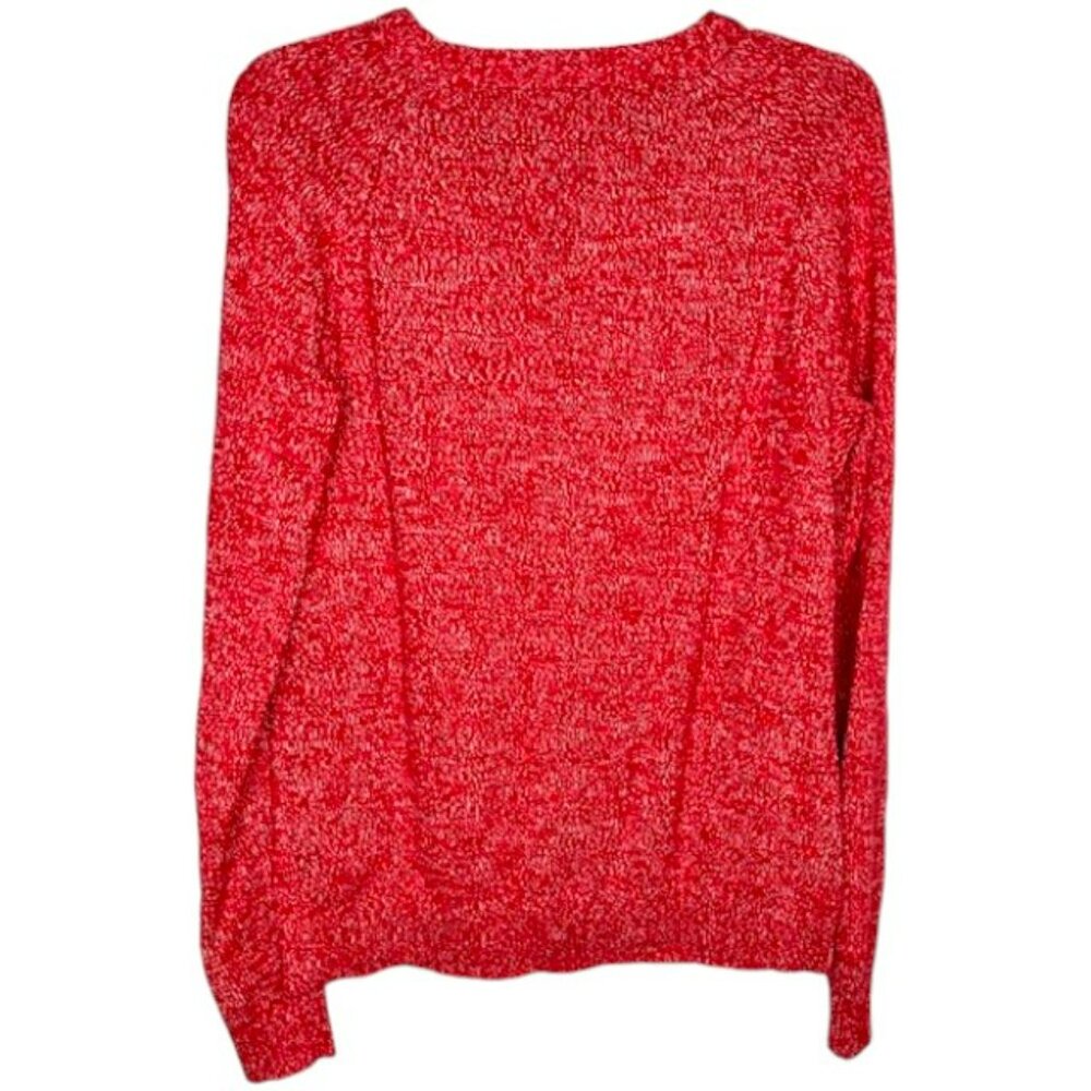 Lands' End Cotton Crewneck Weave-Front Drifter Sweater - Red/White - XL - Picture 5 of 12